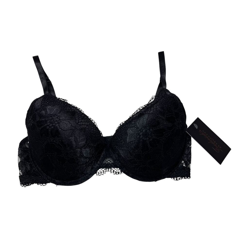 Frederick's of Hollywood Diana Lace Push-Up Bra Black Size 34C